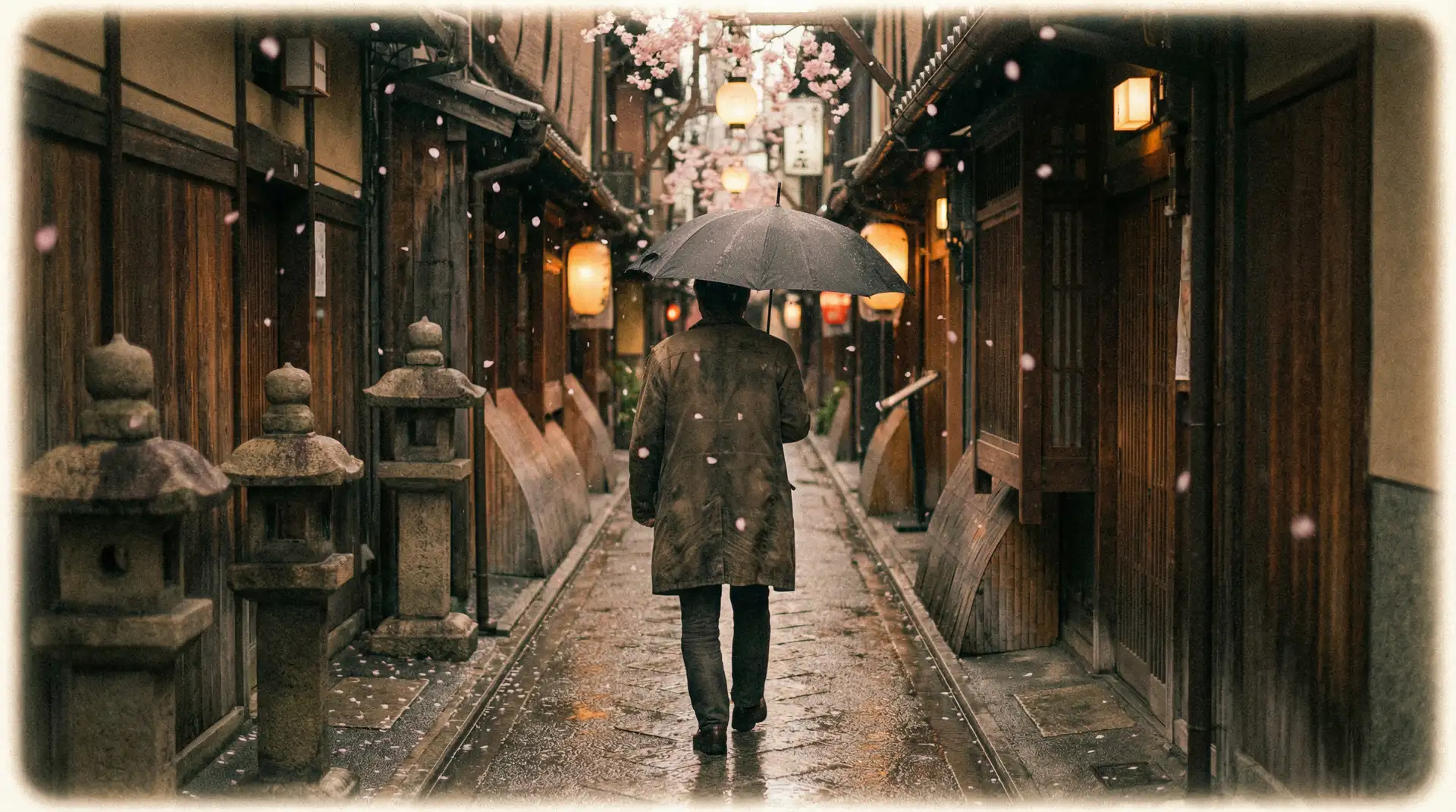 独立光影 日韩精品 - 日本京都小巷樱花飘落